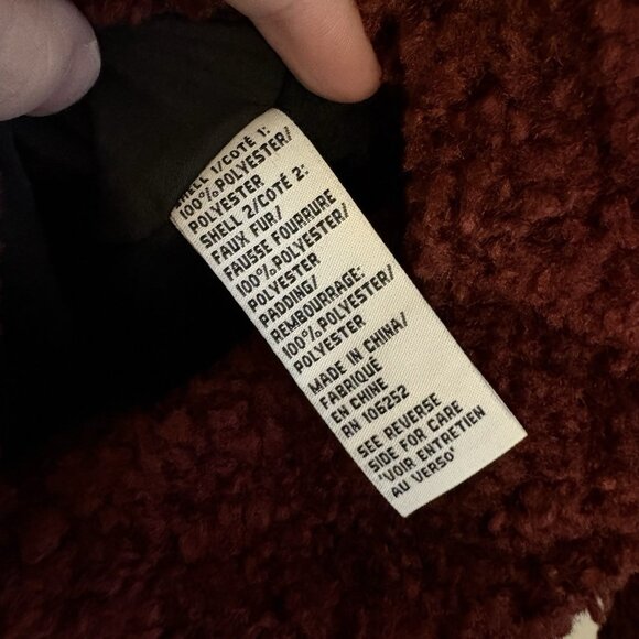 Jane Post Women S Dark Red Faux Fur Snap Front Hooded Reversible Teddy Coat NWT - Picture 11 of 14